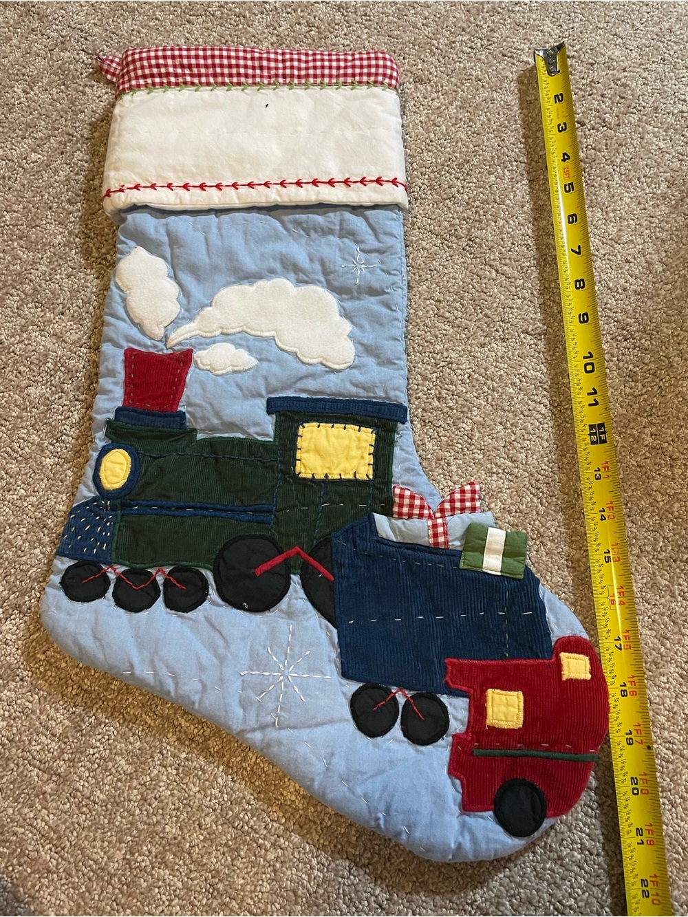 Pottery, barn, kids Kids Train and Teddy Bear Christmas Stocking